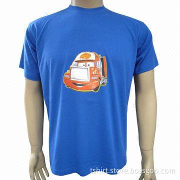 Men's T-shirt, Heat-transfer Printing, Made of 100% Cotton, Available in Deep Blue, Short Sleeves